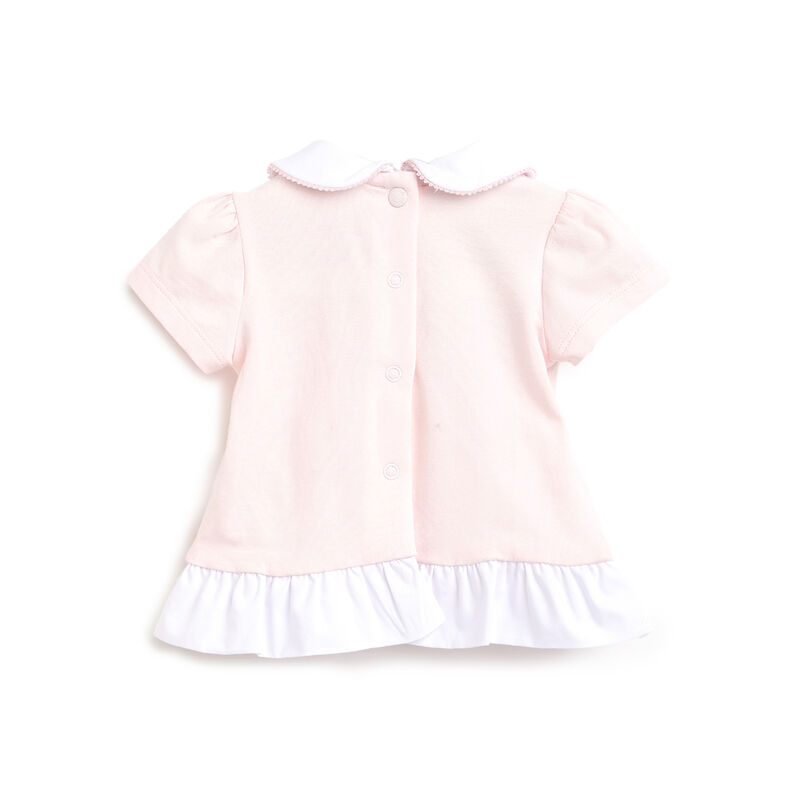Girls Light Pink Applique Outfit with Short Pants image number 1